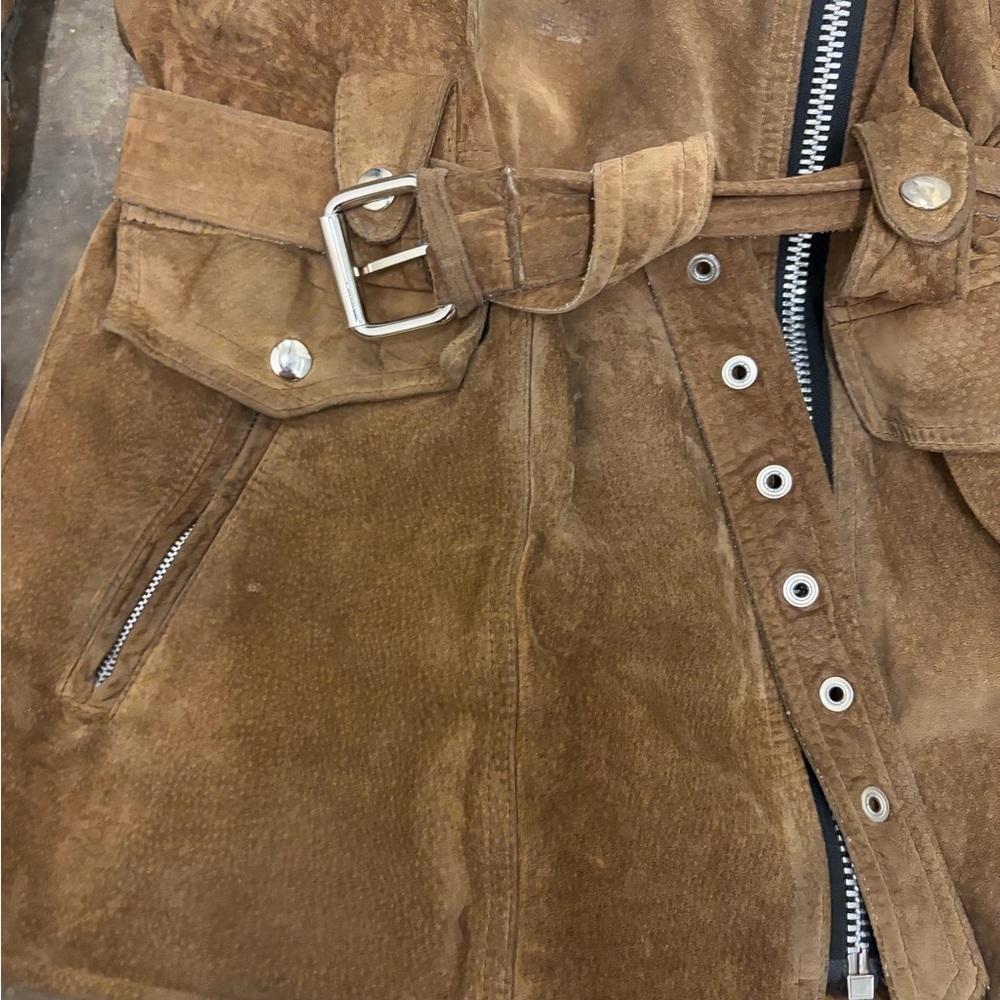 Vintage genuine suede perfecto western belted brown Jacket - Picture 2 of 11